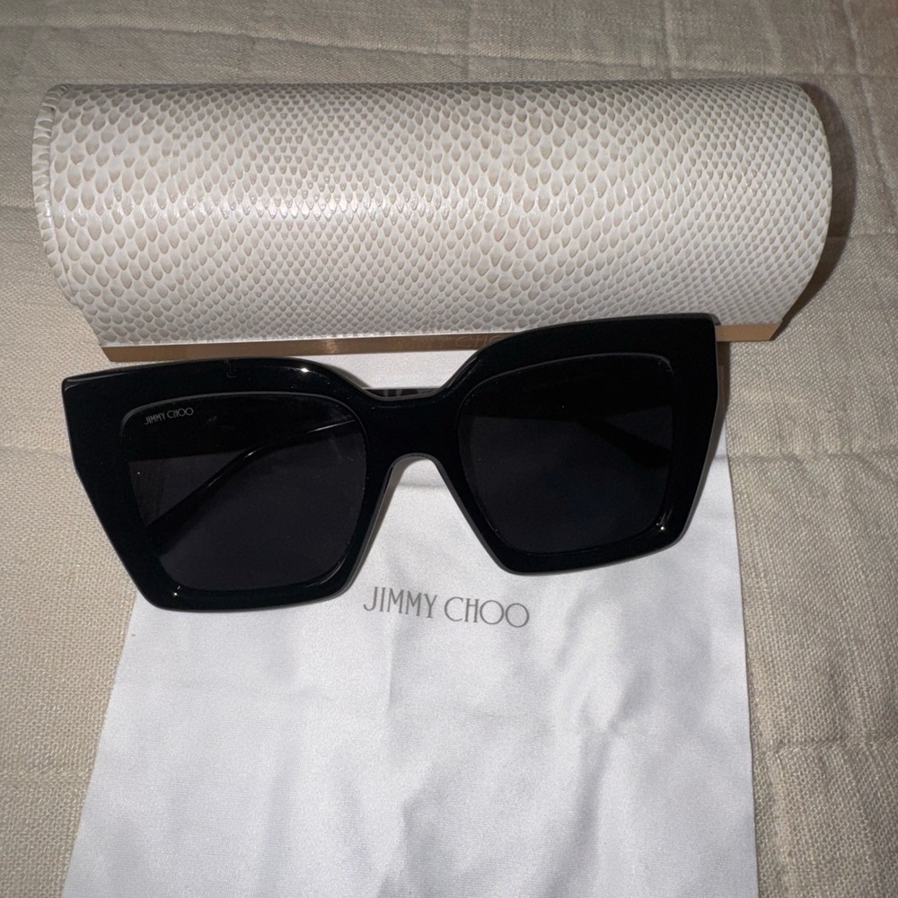 Jimmy Choo Oversized Black Square Cat-Eye Sunglasses